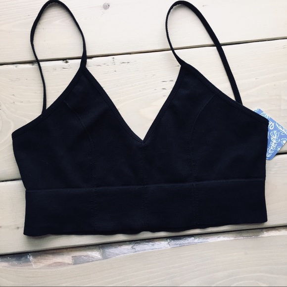 Free People Other - Free People Black Ribbed Bra with Open Back NWT